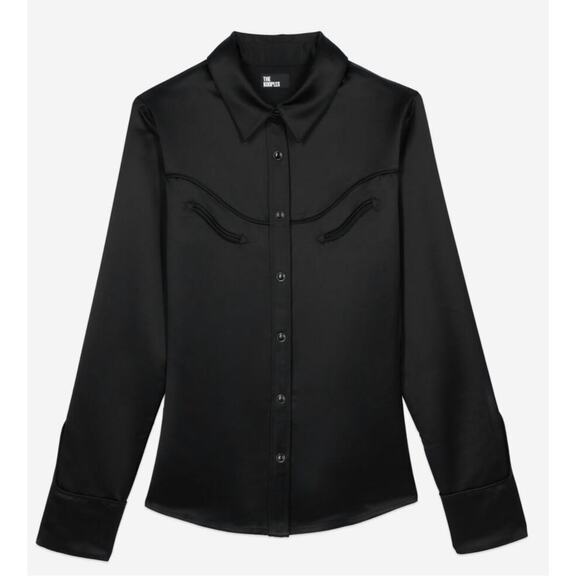 The‎ Kooples Black Sateen Western Shirt | FR 3 (US L) - Picture 1 of 9